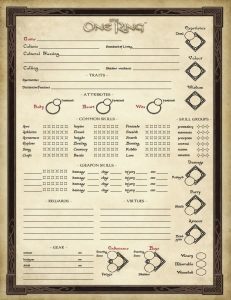 The One Ring Character Sheet